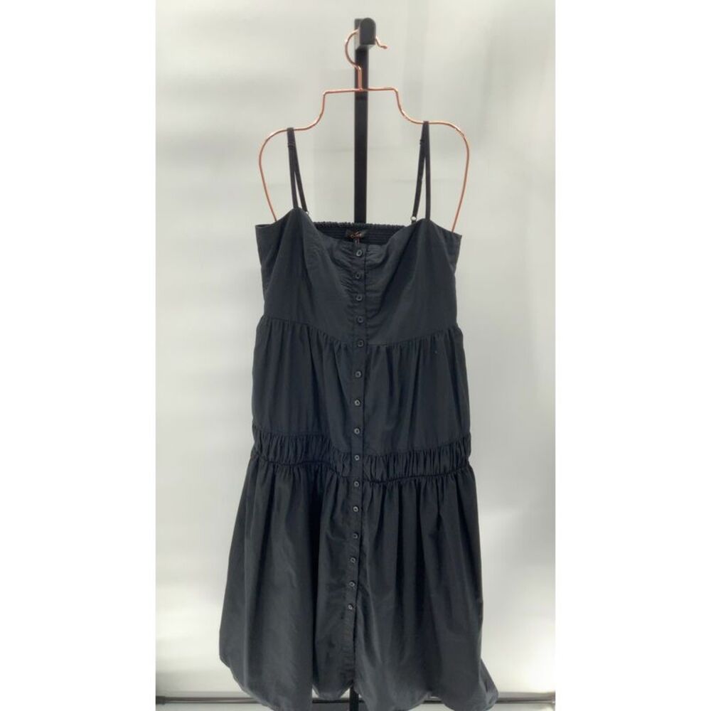 Black Button-Front Spaghetti Strap Dress